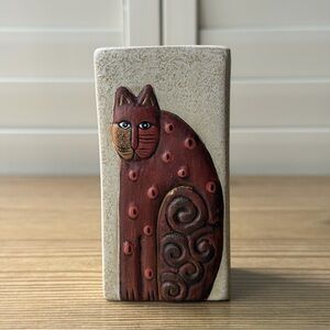 Red Brown Cat Candle Tea Light Holder Votive 4.5”